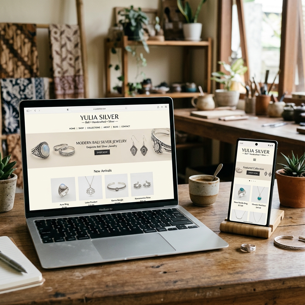 toko perak bali Yulia Silver website design
