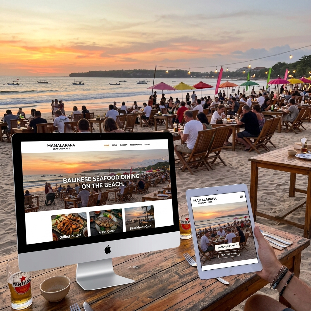website interface cafe dan restaurant pada PC dan tablet